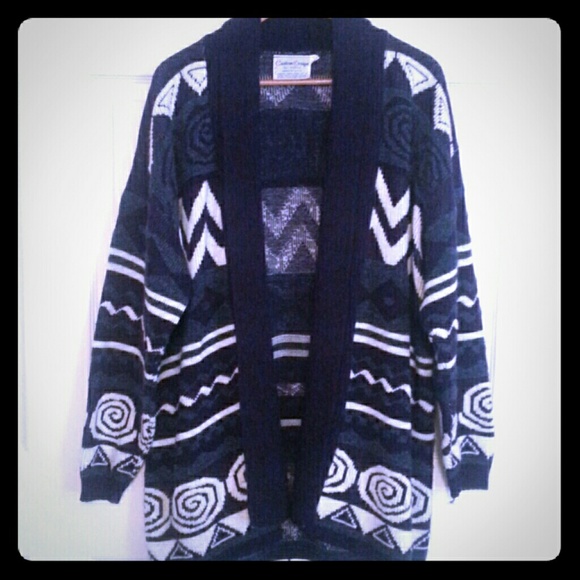 Vintage Sweaters - Vintage Tribal Boho Open Cardigan